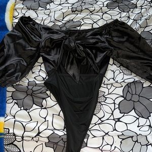 Puffy sleeve cut out bodysuit